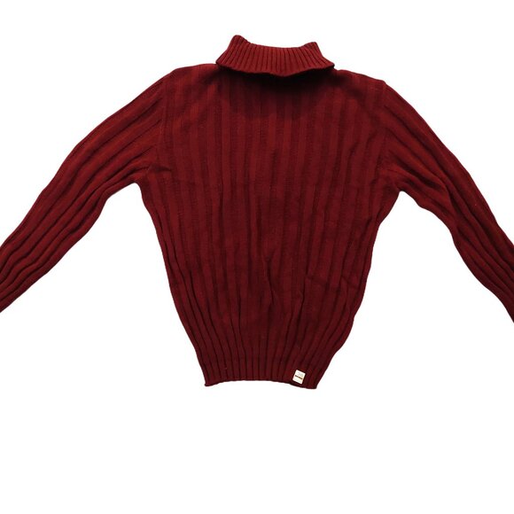 Vintage 1940s-1950s Burgundy/Wine Ribbed Long Sleeve Turtleneck Knit Sweater - Picture 1 of 8